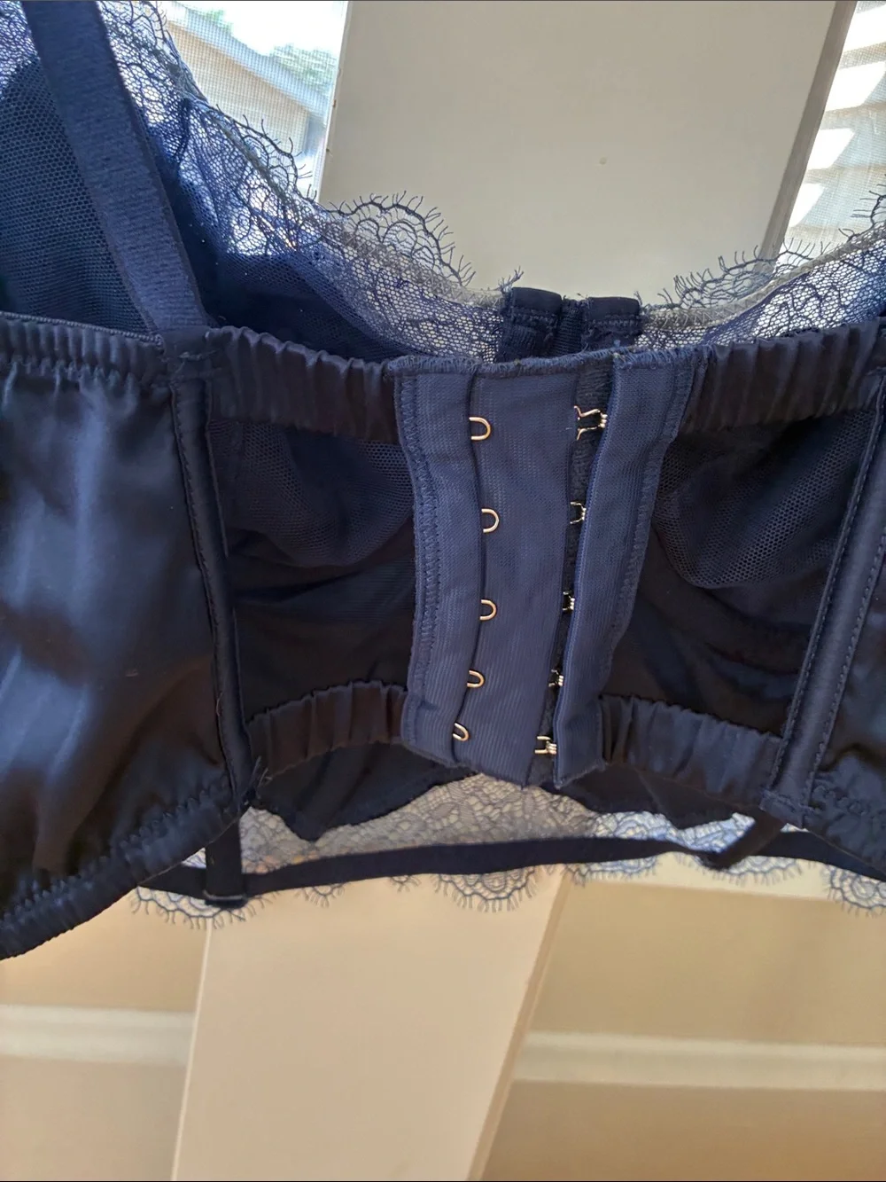 Victoria's Secret Navy Longline Lace-Trim Bra